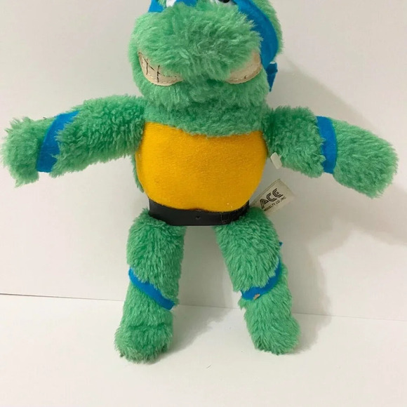 Vintage 1989 Leonardo  TMNT Leo Plush Doll ACE Novelty 9 Inch Mirage Flaws - Picture 3 of 16